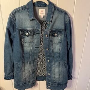 NWOT - LuLaRoe Blue Denim Jaxon Jean Jacket - Size Small - Tribal Embroidery